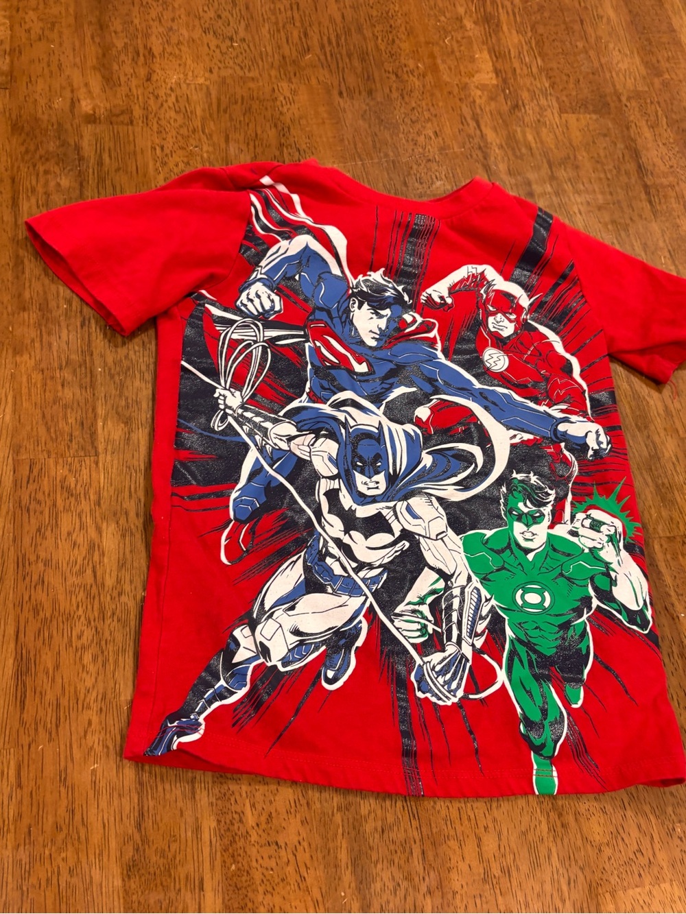 DC Comics  Justice League.  Boys Superhero Graphic Tee with Green & Blue Accent